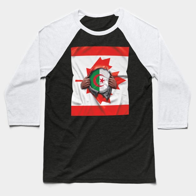 Algeria Flag Canadian Flag Ripped - Gift for Algerian From Algeria Baseball T-Shirt by Country Flags